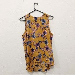 Mustard Yellow & Bluew/Pink Flower Print Blouse